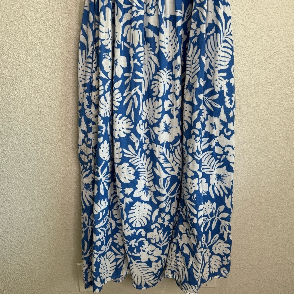 Beachlunchlounge Womens M Tropical Midi Dress Cotton Gauze Blue Vacation‎ - Picture 8 of 11
